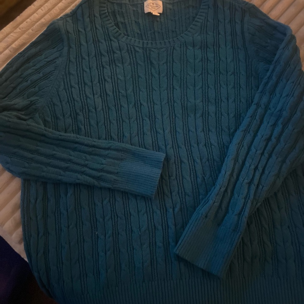 St. John's Bay Blue Cardigan Cable Knit Sweater